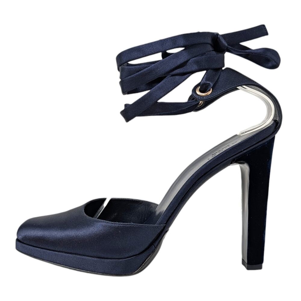 Gucci Vintage Tom Ford Final Collection 2004 Runway Silk Ankle Tie Platform 10 - Picture 4 of 16